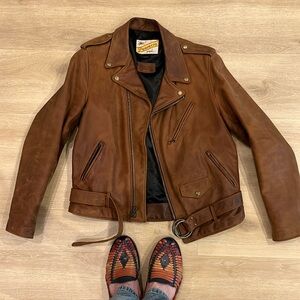 Schott Perfecto Leather Jacket Frye Collab Heavyweight cowhide full grain